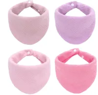 Baby Bandana Slabbetjes (4-pack) Muslin Slabbetjes tegen Kwijlen en Tandjes, Superzacht en Absorberend voor Baby