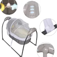 Baby Bed - Babybedje - Baby wieg - Wiegbedje - Schommel - 3-snelheden - Swing - Elektrische Baby Wieg - Tot 18 Kg - Grijs - Met Muziek