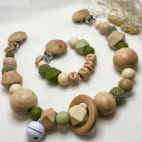 Baby Chique Uden | Speenkoord met naam en Wagenspanner | Legergroen Brons Luipaard