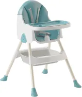 Baby Eetstoel - Kinderstoel - Babytafelstoel - Opvouwbare Eetstoel - Multifunctionele Babystoel Voor Aan Tafel - Dubbele Plaat - Waterdicht - Kinderzetel - Blauw