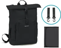 Baby Garden Luiertas Salerno - Luiertas Rugzak Rolltop - 20L tot 25L - Verstelbaar - Inclusief verschoonmatje & Kinderwagen Haken - Zwart