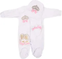 Baby Kleding Meisje, Romper, handschoenen, schoenen, hoed, baby born kleertjes, kleding met kroon thema, baby jongen cadeau, baby new born 0-3 maanden