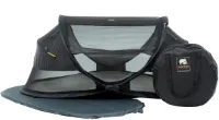 Baby Luxury Travel Bed with Mattress for Birth to 2.5 Years - Pop Up Baby Tent for Easy Set Up in 2 Seconds - incl. Mosquito Net & Travel Bag - 120x75x50cm - Black - Co sleeper