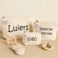 Baby Organizer Set - Gifts by M - Luiers - Reserve Kleertjes - EHBO - Set van Organizers - Naturel - Luiertas - Bewaaretui - Etui - Katoen - Baby