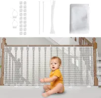 Baby Protection Net Balcony and Stairs - 300 x 90 cm - Adjustable Safety Gate - Mesh Fence for Kids, Cats and Toys - White Traphekje Oprolbaar