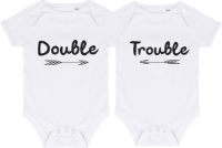 Baby Rompertjes Met Tekst | Rompers Tweeling 0-3 mnd | Double Trouble | Grappig Kraamcadeau