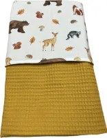 Baby deken kinderwagen deken wieg deken oker geel forest animal 60 x 90 cm