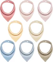 Baby driehoekig sjaalslab, zachte en absorberende mousseline neksjaals, kwijlslab met 4 verstelbare drukknopen, multifunctioneel kwijlslab voor unisex, jongens, meisjes, pasgeborenen, peuters