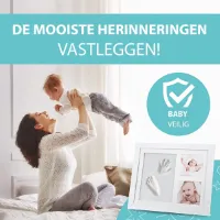 Baby handafdruk en voetafdruk set met letters - Baby hand en voet gipsafdruk als hoogwaardige fotolijst met extra zachte gipsklei - baby gift afdrukset met gouden kleur