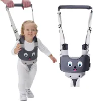 Baby-loopharnas Handvat Verstelbare loopassistent voor peuters Hand-held staand en lopend Leerhulp Peuter-wandelharnas Teugels Kinderveiligheidsharnas 7-24 maanden (grijs)