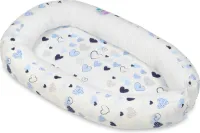 Baby nestje - blauw wit - hartjes - met uitneembaar matras