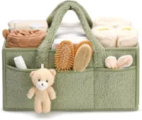 Baby opbergmand - draagbare baby opbergmand - vilt baby opslag - verwijderbaar compartiment - perfect voor pasgeboren benodigdheden, opslag en luier verschonen - Lichtgroen