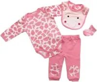 Baby setje - 4 delig - broek / romper / slabber / sokjes - kraamcadeau - maat 68/74