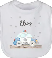 Baby slabbetje - Politie Blauw Licht Federale Politie Politieauto Politieagent - One Size - Wit - cadeaus voor geboortenaam politieauto slabbetje gepersonaliseerd slabbetje voor kinderen kwijl slabbet