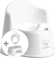 BabyBjörn Startkit - Plaspotje Zetel - Wit-Grijs - incl Opstapkrukje - Wit-Grijs - incl Toilettrainer - Wit-Grijs