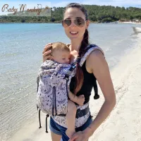 BabyMonkey® Regolo – Baby Draagzak | Ergonomische | 100% Katoen | vanaf 2+ maanden (5,5 tot 18 kg) | 100% Made in Italy | Brown reverse