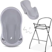 Babybad met standaard - Baby bad met standaard - Babybad set - Baby badje met standaard - Baby badset - 79 x 54 x 90 cm - 4 - Set Grijs‎