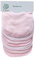 Babybandanaset met halsdoek, dubbele laag, 100% katoen, absorberend, 7 stuks (roze)