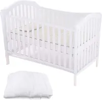 Babybed Muskietennet – Universeel Insectennet voor Ledikant en Reisbed – Fijnmazig Muggennet – Bescherming tegen Insecten – Wit – 135x60x90 cm