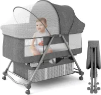 Babybed met zachte matras reisbed incl. opslag, wiegfunctie, opvouwbaar, slip en transporttas, vanaf de geboorte tot 20 kg, complete set voor baby