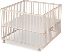 Babybox met Matras - Traploos in Hoogte Verstelbaar, TÜV Getest, Beukenhout