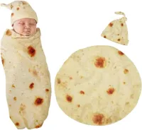 Babydeken voor pasgeborenen - Zachte en rekbare Burrito baby wrap met hoed set