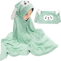 Babyhanddoek met capuchon, capuchonhanddoek voor kinderen, 71 x 140 cm, grote babybadhanddoek voor meisjes en jongens, capuchonhanddoek, babyhanddoek, capuchon, ultrazacht & super absorberend (groen)