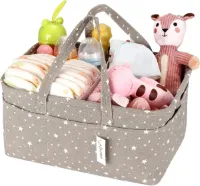 Babyluier Caddy - Nursery Tote Storage Box met 3 compartimenten - Draagbare Organizer voor Pasgeborenen - Douchegiftmand met verwijderbare verdeler - 10 Onzichtbare Luiertassen verschoonmand