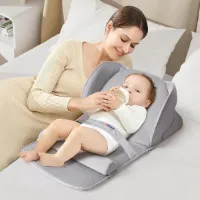 Babynest anti-refluxkussen Hellend wigkussen, positioneringskussen Babyzijsteunkussen wigkussen, hoogteverstelling van 15° tot 45° met verstelbare, antislipkussentjes