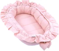 Babynestje, katoenen knuffelnest voor pasgeborenen, 90 x 50 cm, babynestje, bed, cocon, katoen, vuilroze