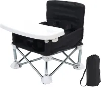 Babystoel - Opvouwbaar - Zitverhoging - Kinderstoelen - Kinderstoel inklapbaar - Kinderstoel verkleiner - Zwart