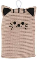 Badhandschoen voor Kinderen en Volwassenen Bruine Poes - Baby Shower Glove - Douche Handschoen - Washandjes Baby