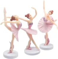 Balletdanseres Taarttopper - 3 Stuks - Ballerina Standbeeld Figuren - Decoratie voor Taarten en Desserts