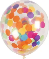 Ballonnen met confetti, rond, d 23 cm, transparant, 4 stuk/ 1 doos