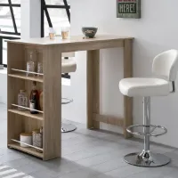 Bartafel - Sonoma - Houten keukentafel met geïntegreerde plank - 120x107,5x60cm