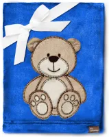 Be Mammy Babydeken - Dekbed - Kinderdeken - Wiegdeken - Dekentje Baby - 76 x 102 cm - Donkerblauw - beer - BE-BE20-168-BBL