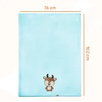 Be Mammy Babydeken - Dekbed - Kinderdeken - Wiegdeken - Dekentje Baby - 76 x 102 cm - Poeder blauw - hert - BE-BE20-168-BBL