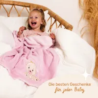 Be Mammy Babydeken - Dekbed - Kinderdeken - Wiegdeken - Dekentje Baby - 76 x 102 cm - Poederroze - hert - BE-BE20-168-BBL