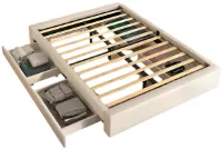 Bedframe – Bed – Platformbed – Tweepersoonsbed – Opbergbed – 210x150 cm – Linnen Bekleding Met Metalen Frame
