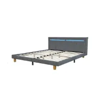 Bedframe – Bedombouw – Bedkast – Boxspringframe – Slaapkamerbed – 180x200 cm – Donkergrijs Gestoffeerd – Sterk Metalen Frame Met Opbergruimte