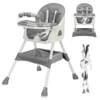 BellissiBo® Eetstoel Baby - Kinderstoel Inklapbaar - Peuterstoel - Verstelbaar - Kunststof - Veilig - 60x98CM cm - 4 Poten