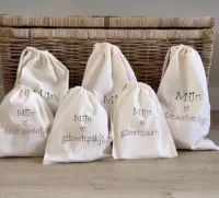 Bewaarzak | Organizer | Set van 6 | etui | Luiertas | Mommybag | Baby | Opbergtas | Katoen | Naturel | Kraamcadeau