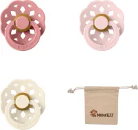 Bibs boheme fopspenen - Maat 2 6-18 maanden -Ivory, Blossom, Dusty Pink + Monkiezz speenzakje