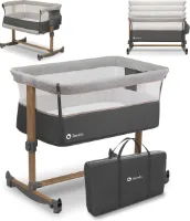 Bijzetbed voor baby met schommelfunctie en hoogteverstelling - 3-in-1 babybed met afneembare zijwand