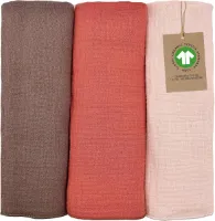 Bio GOTS spuugdoeken baby mousseline spuugdoek baby mulldoeken baby 60 x 30 cm, spuugdoeken baby meisjes mulldoeken baby spuugdoeken baby spuugdoeken van ultrazacht biologisch katoen, set van 3 (bloss
