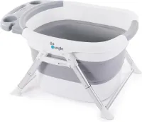 Bo Jungle - Babybadje opvouwbaar - Douche houder voor douchekop - Zitje bad baby inclusief - Afvoerstop - Past in de douche - afmetingen: 80 x 57 cm / hoogte max. 42 cm - Zitbad - Met zitje - Foldable
