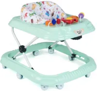 Bogi baby walker - Luxe loopstoel - Verstelbaar in 3 standen - Zitje extra hoog extra veilig - Met 3 speelfuncties - 10 wielen -Babygroen