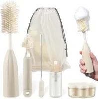 Boraboi® Flessenborstel Set voor Babyvoeding - Compleet met 3-in-1 Siliconen Borstels voor Grondige Reiniging