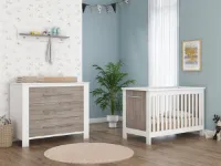 Cabino Babykamer Noel 2 delig - Babybed & Commode - Verstelbare bodem - Wit/Eiken
