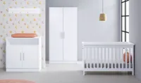 Born Lucky ® Babykamer Texas Babybed & Commode & Kledingkast Verstelbare bodem Wit